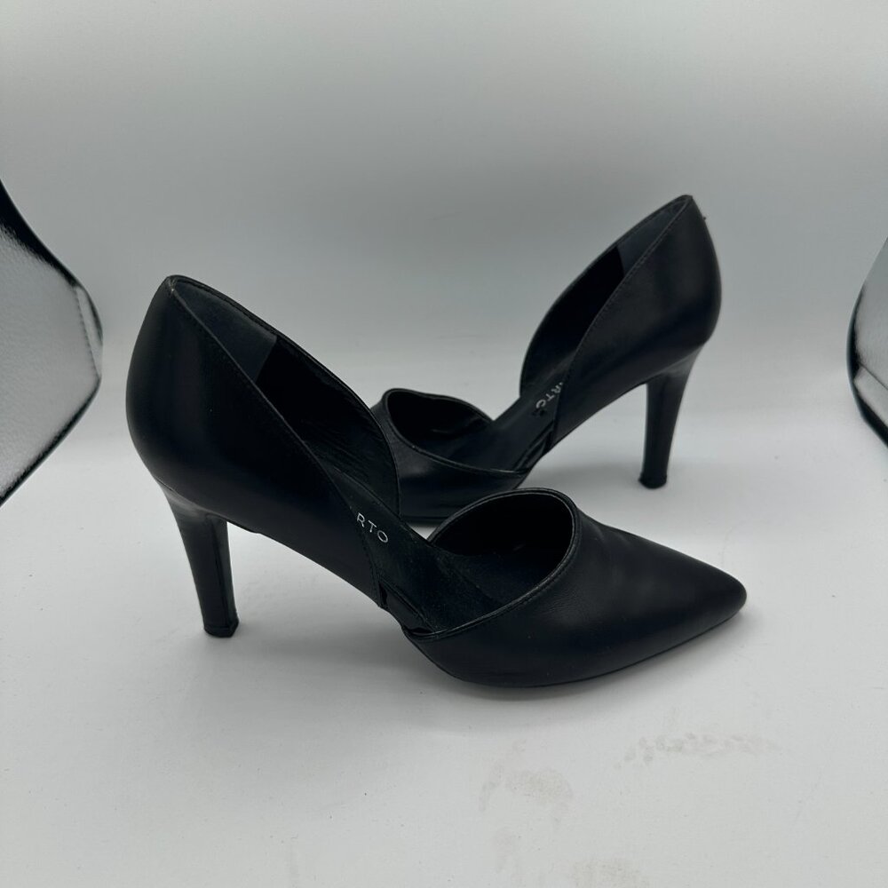 Franco Sarto Arrow Women's Leather Pointed-Toe D'orsay Pumps Black 6M